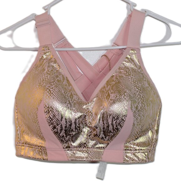 WingsLove full Coverage Push Up Sports Bra Pink Gold Size 32DD - Picture 4 of 9